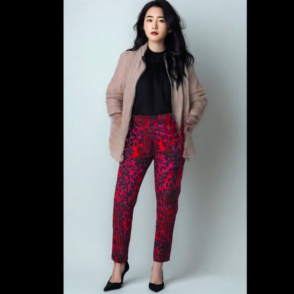 Hue Magenta Cheerful Cheetah High Waist Soft Denim Leggings, Size Medium… - Picture 2 of 6